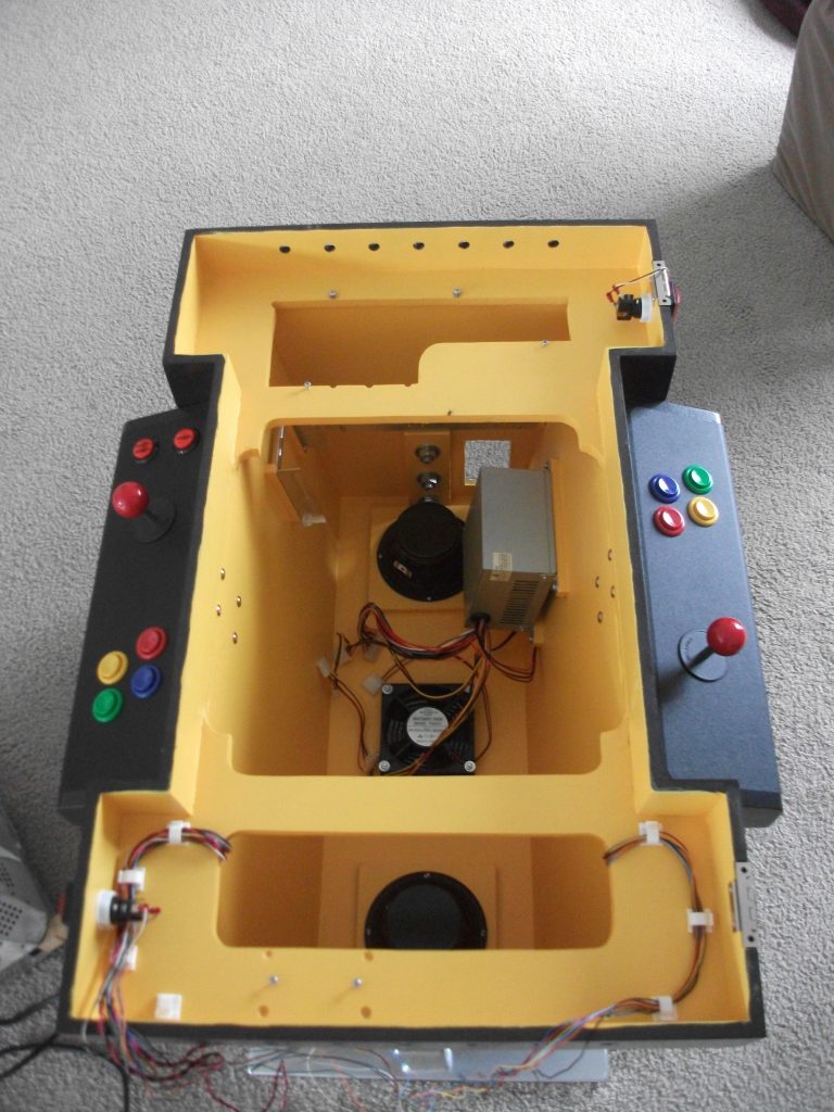 Joystick pads mounted and the power supply installed.